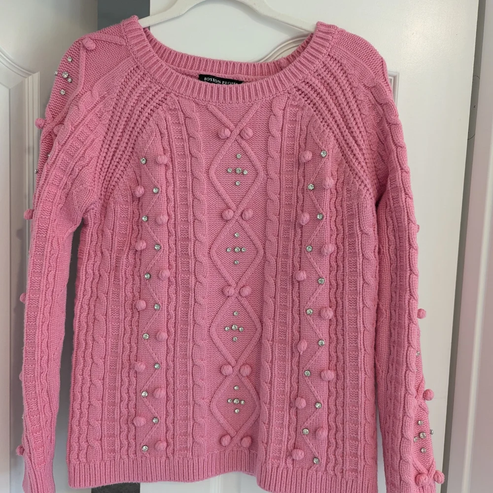 Boston Proper Pink Rhinestone Sweater - Picture 3 of 10
